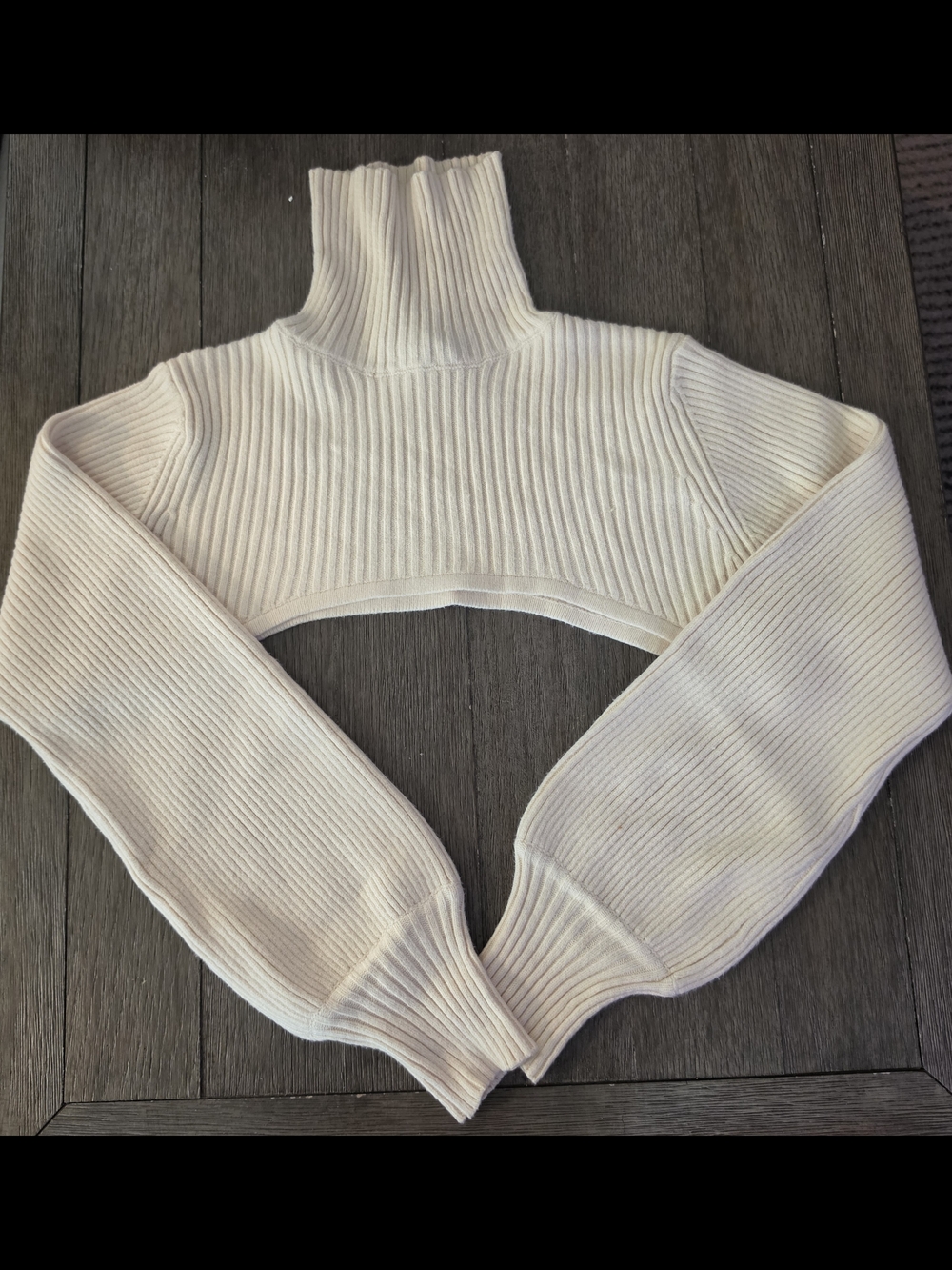 Lulu's Ivory Cropped Ribbed Turtleneck Shrug Sweater Size XL